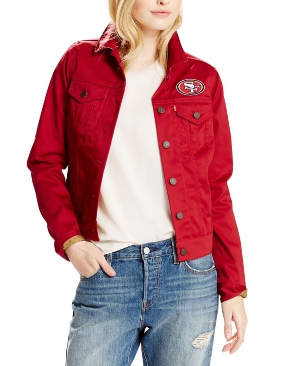Levi's X San Francisco 49ers Levi Red Twill Trucker Button-Up Jacket NWT Large